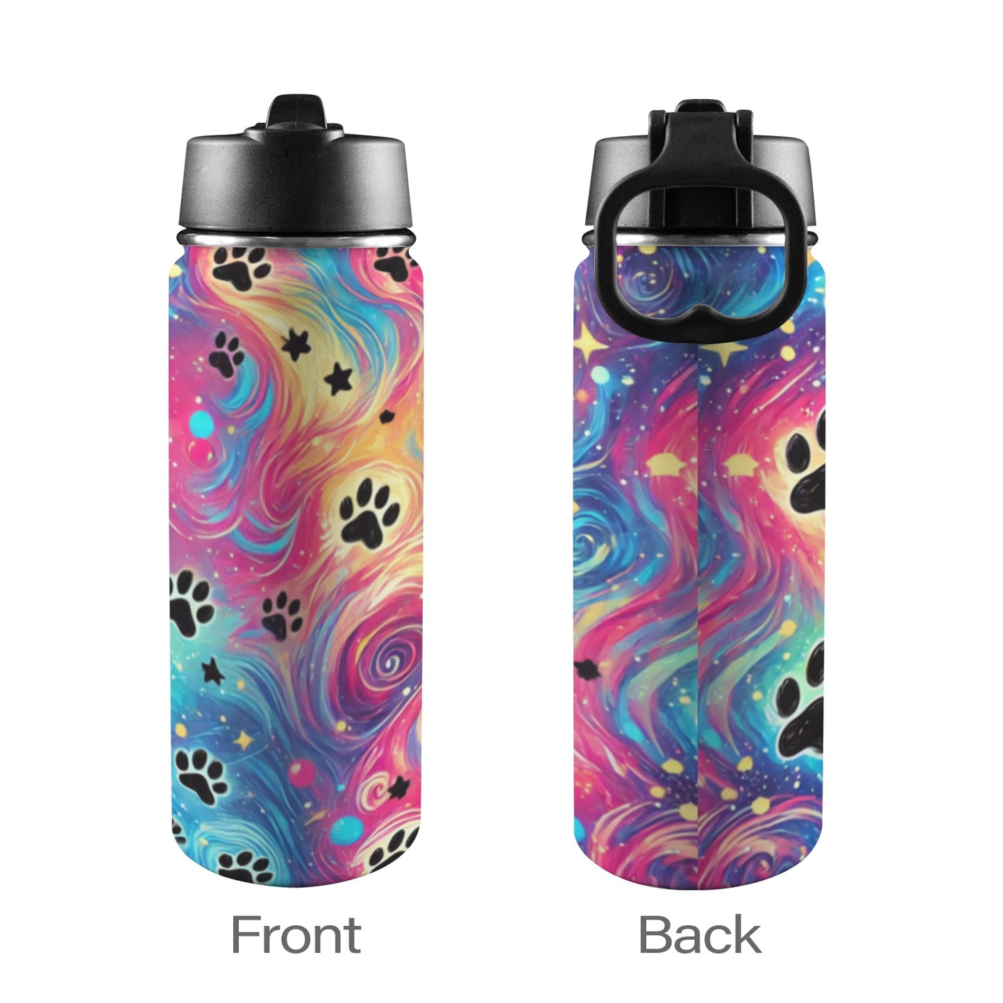 Rainbow Paws Insulated Water Bottle with Straw Lid (18oz)