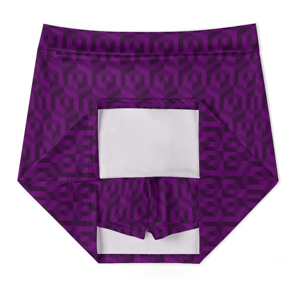 Geo Design Skort with Pocket - Maroon