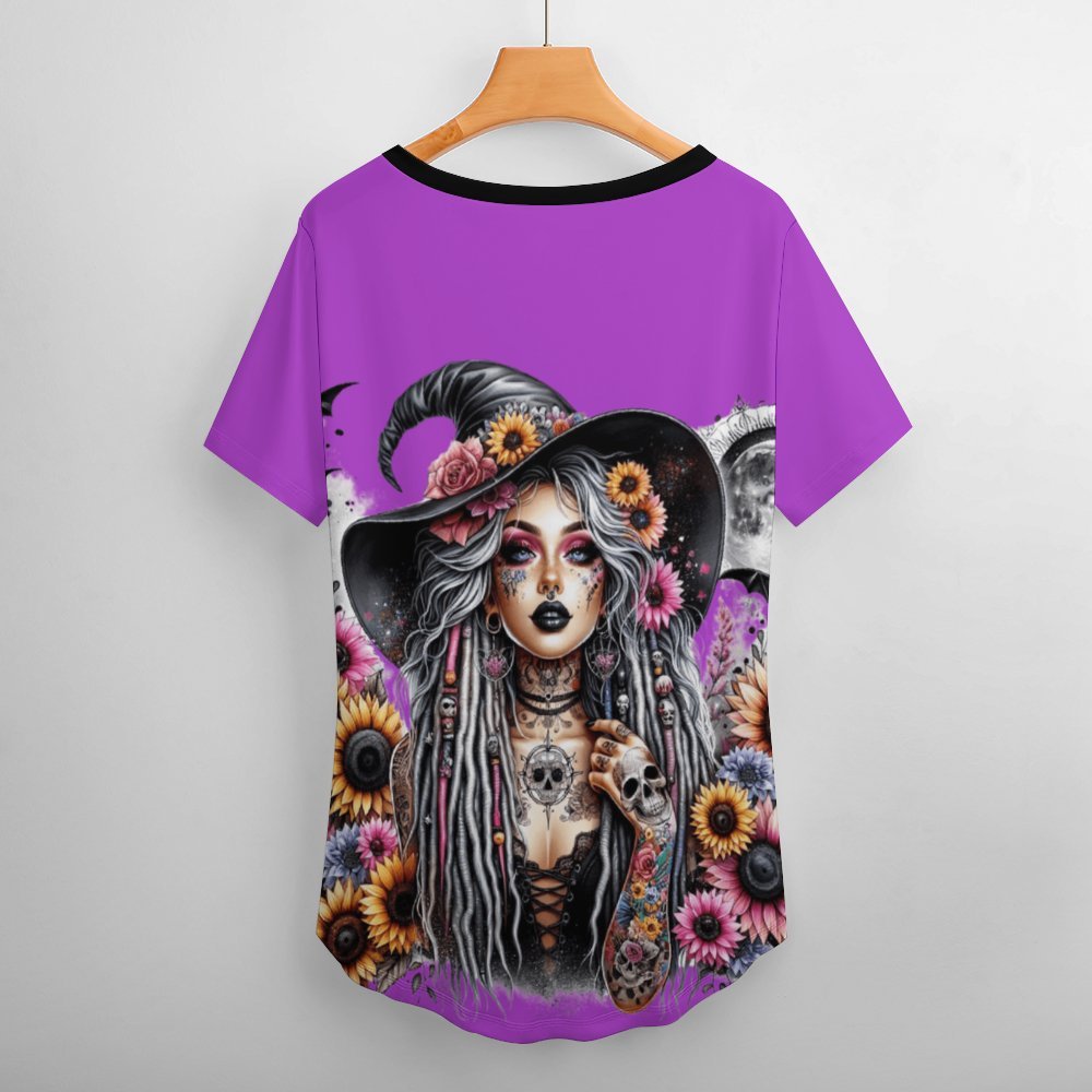 Witch Girl Short-Sleeve V-Neck T-Shirt