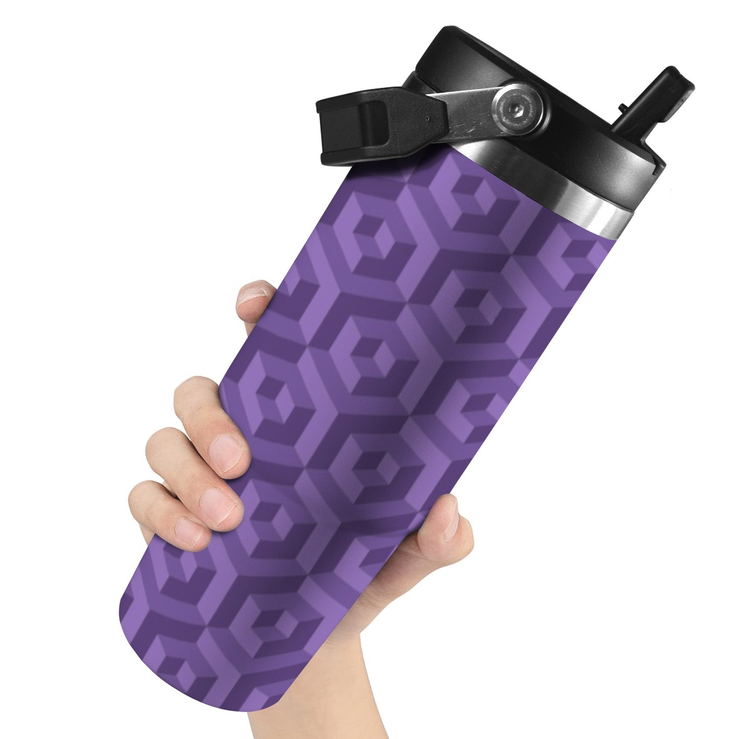 Purple Octagon-Illusion 30oz Tumbler with Top Handle