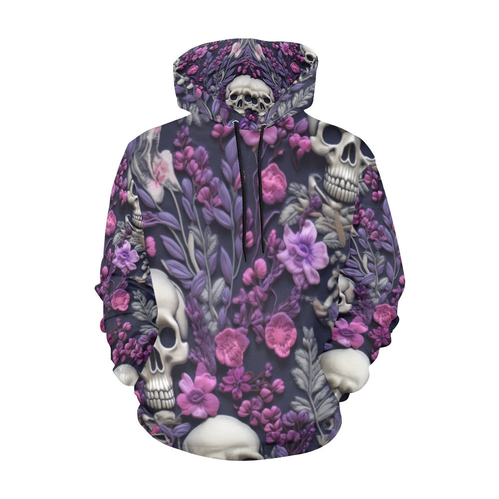 Skeletons w/ Purple Flowers Hoodie for Men (USA Size)