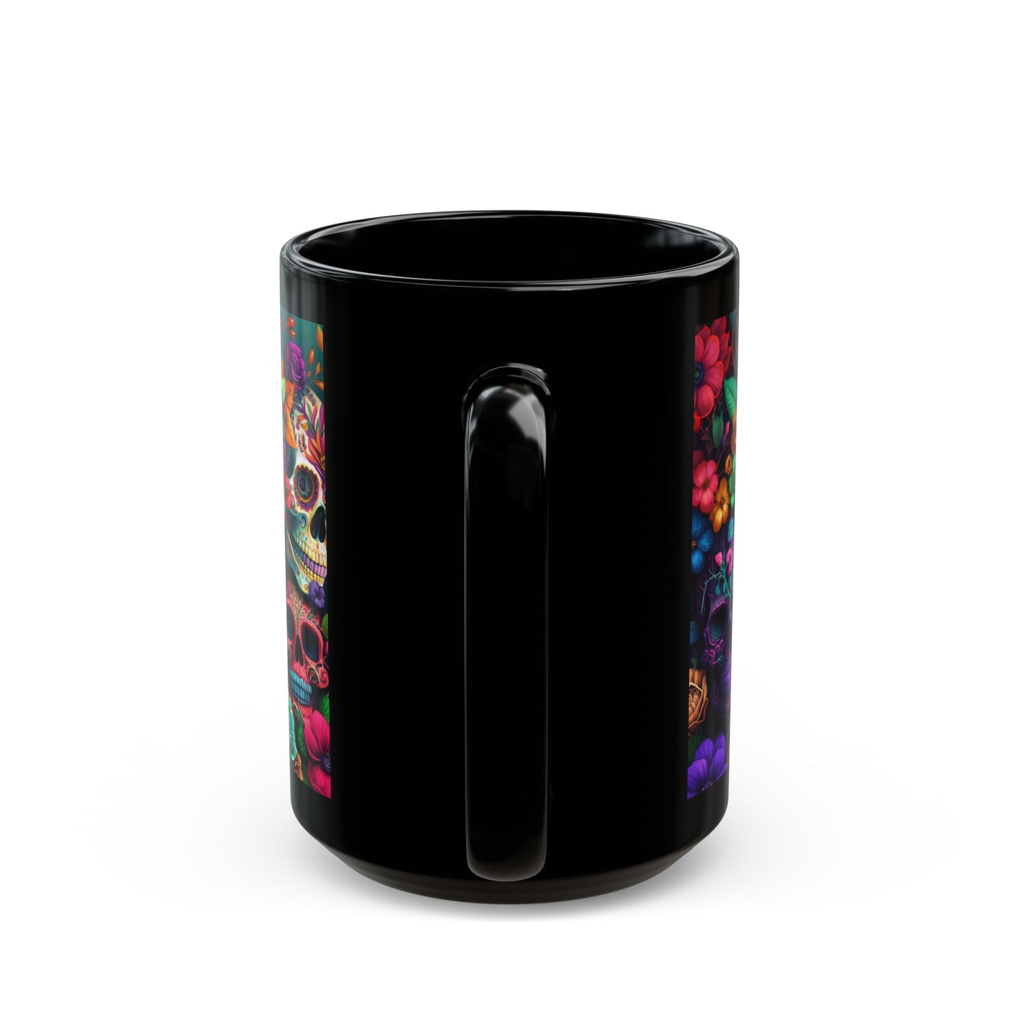 Colorful Skeleton Collage Black Mug (15oz)