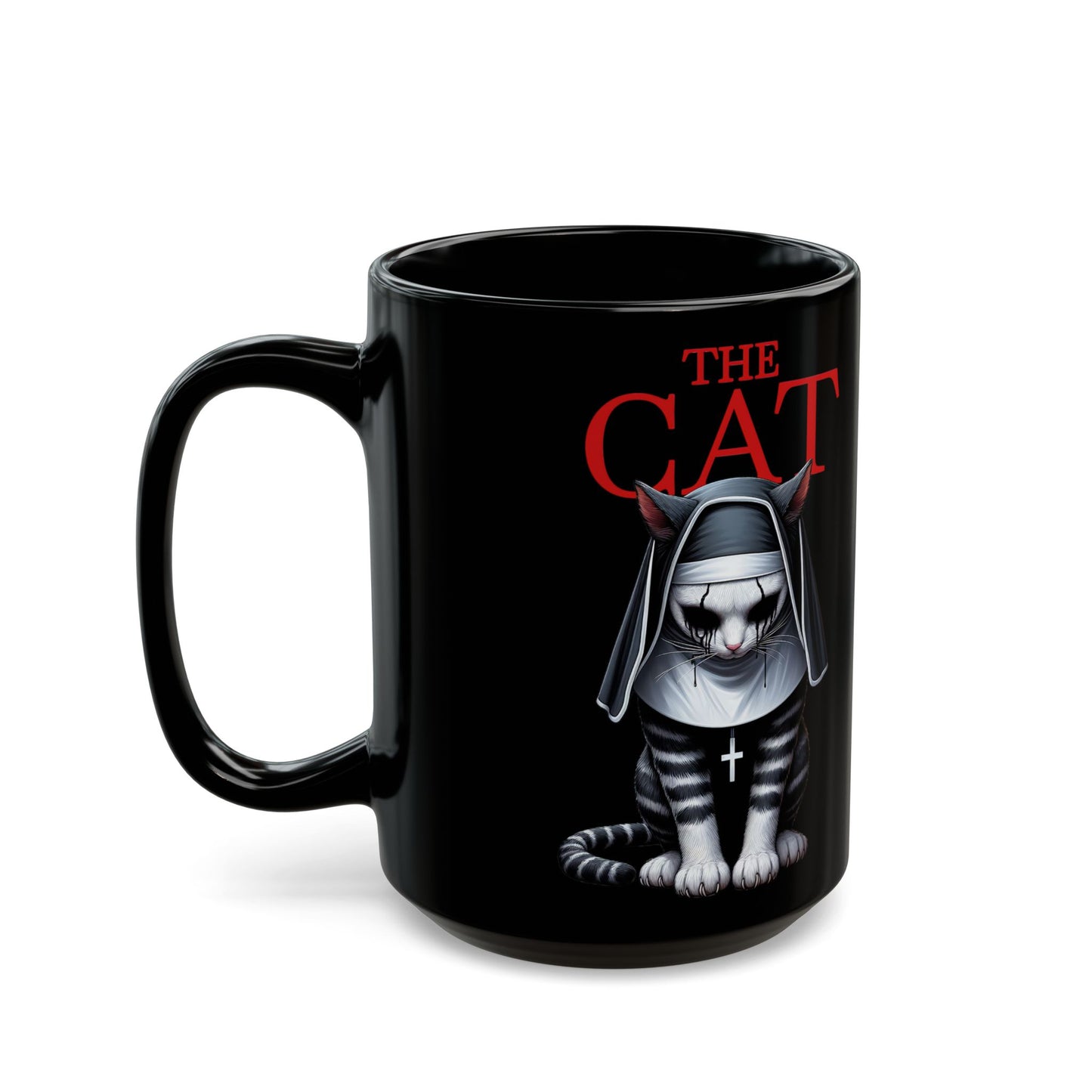 Nun Cat Black Mug (15oz)