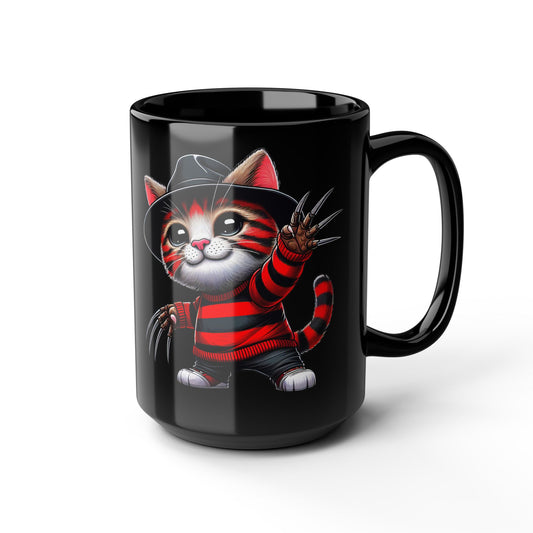 Freddie Whiskers Black Mug (15oz)