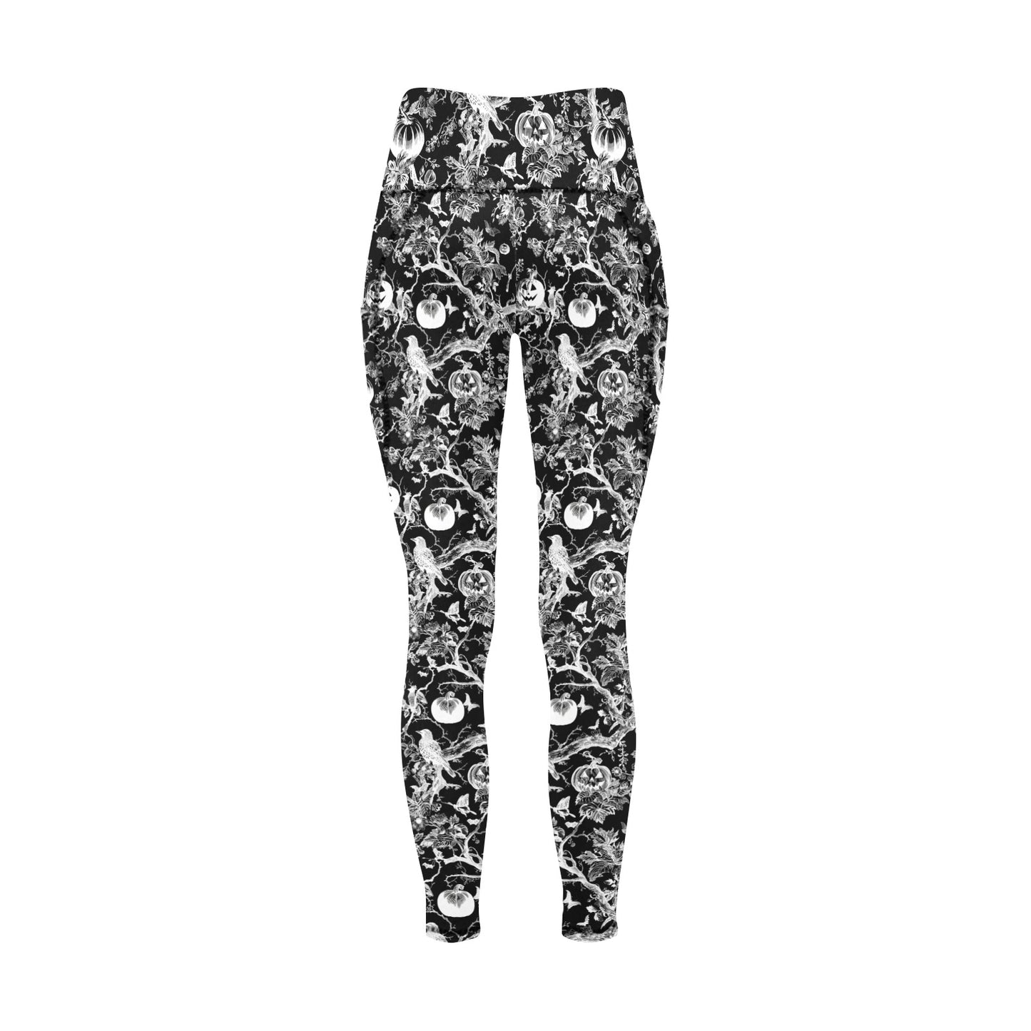 Halloween Time Black Women's Leggings with Pockets