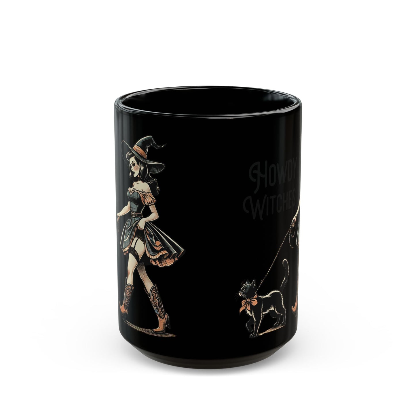 Witch & Cat Black Mug (15oz)