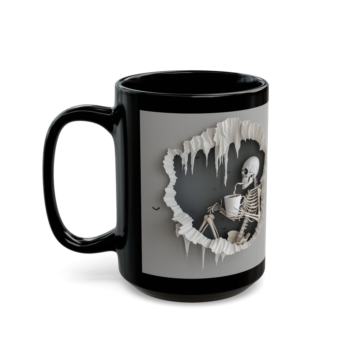 3D Skeleton Black Mug (15oz)