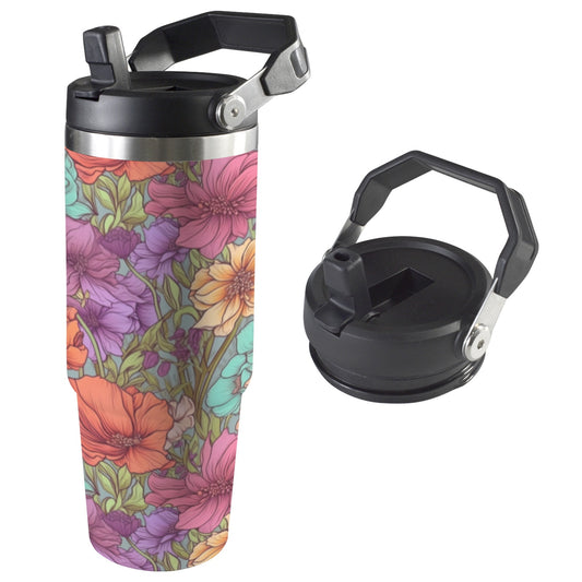 Flowerful 30oz Tumbler with Top Handle