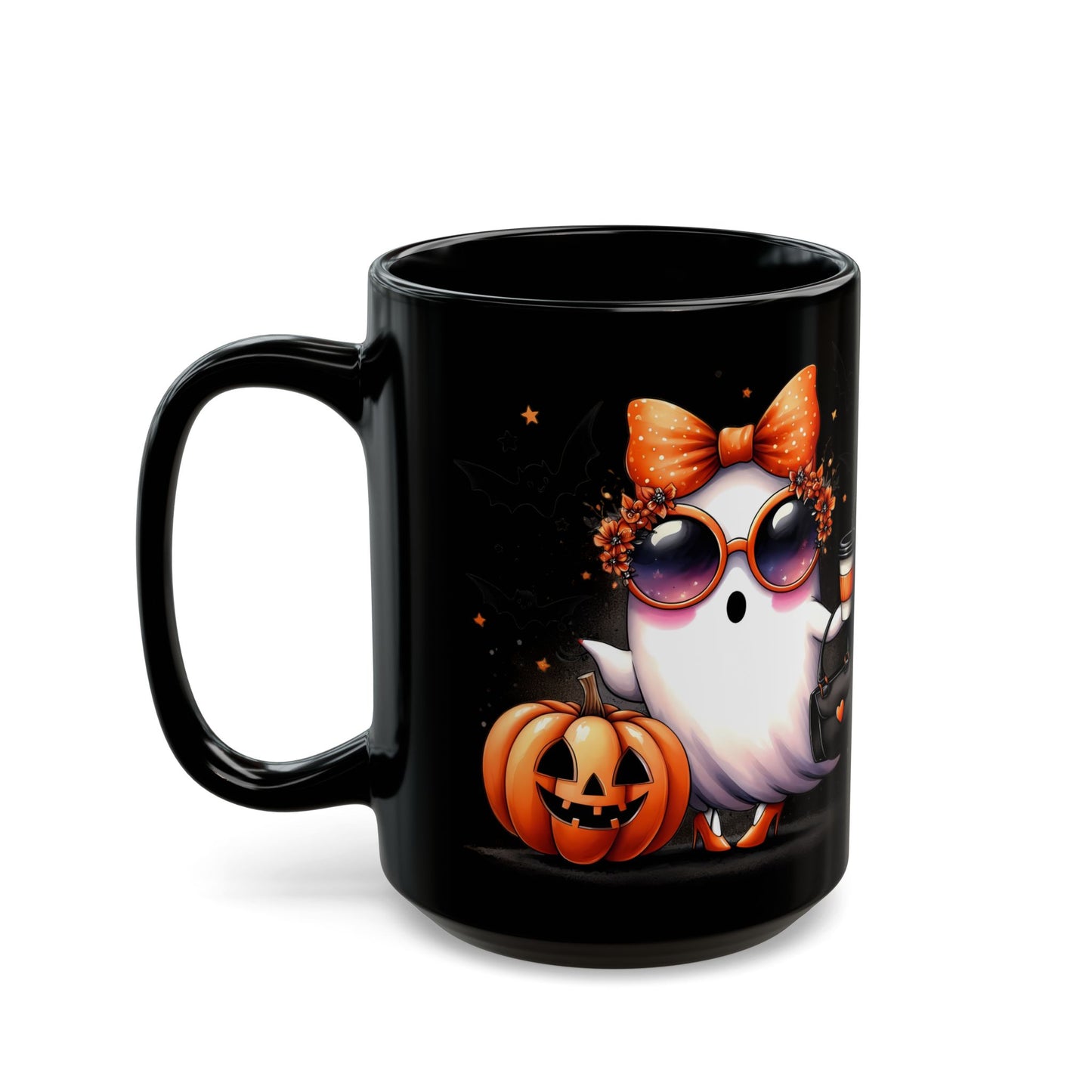 Ghost Coffee Time Black Mug (15oz)