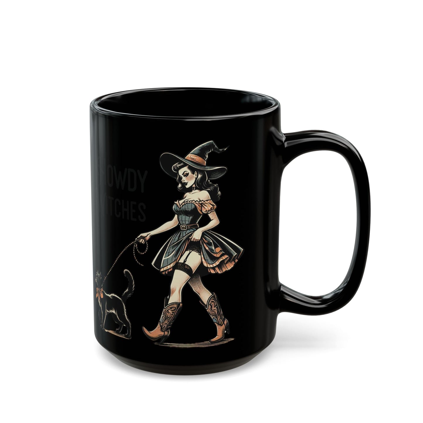 Witch & Cat Black Mug (15oz)