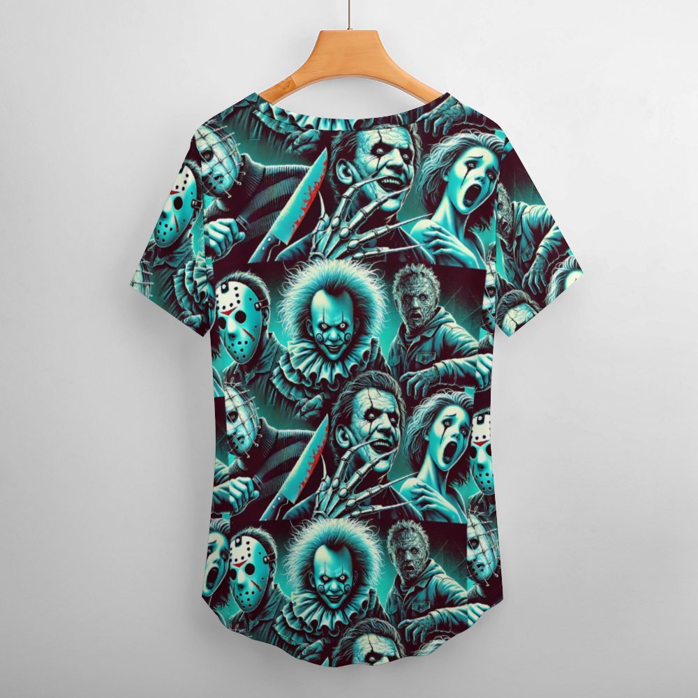 Spooky Chic: Women’s Short Sleeve Loose Tee with Halloween Horror