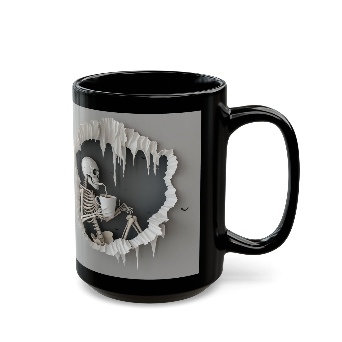 3D Skeleton Black Mug (15oz)