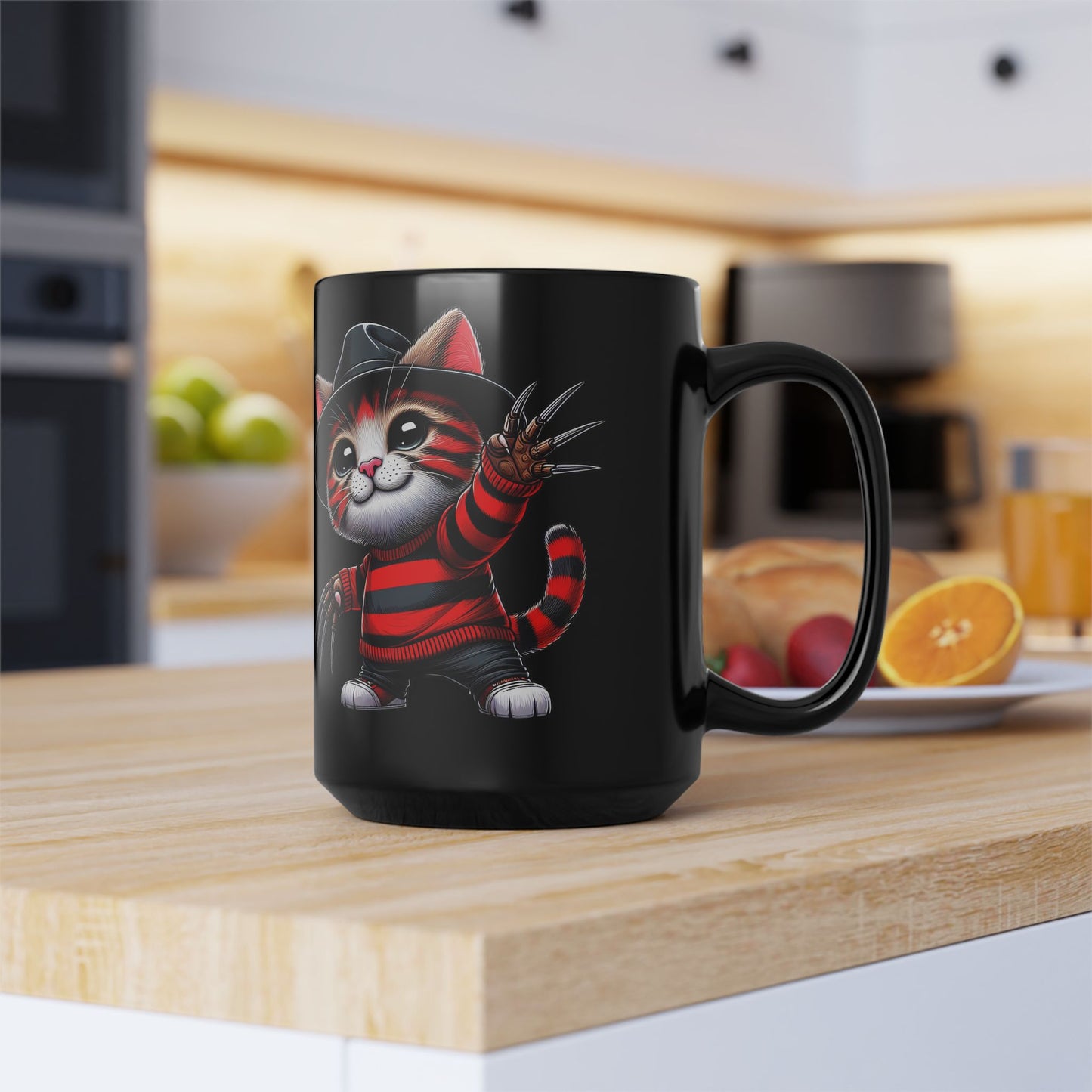 Freddie Whiskers Black Mug (15oz)