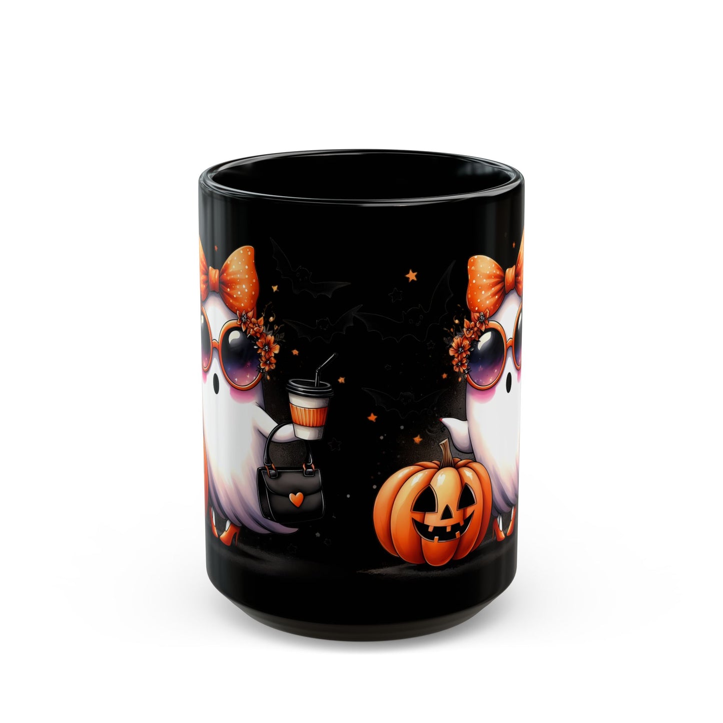 Ghost Coffee Time Black Mug (15oz)