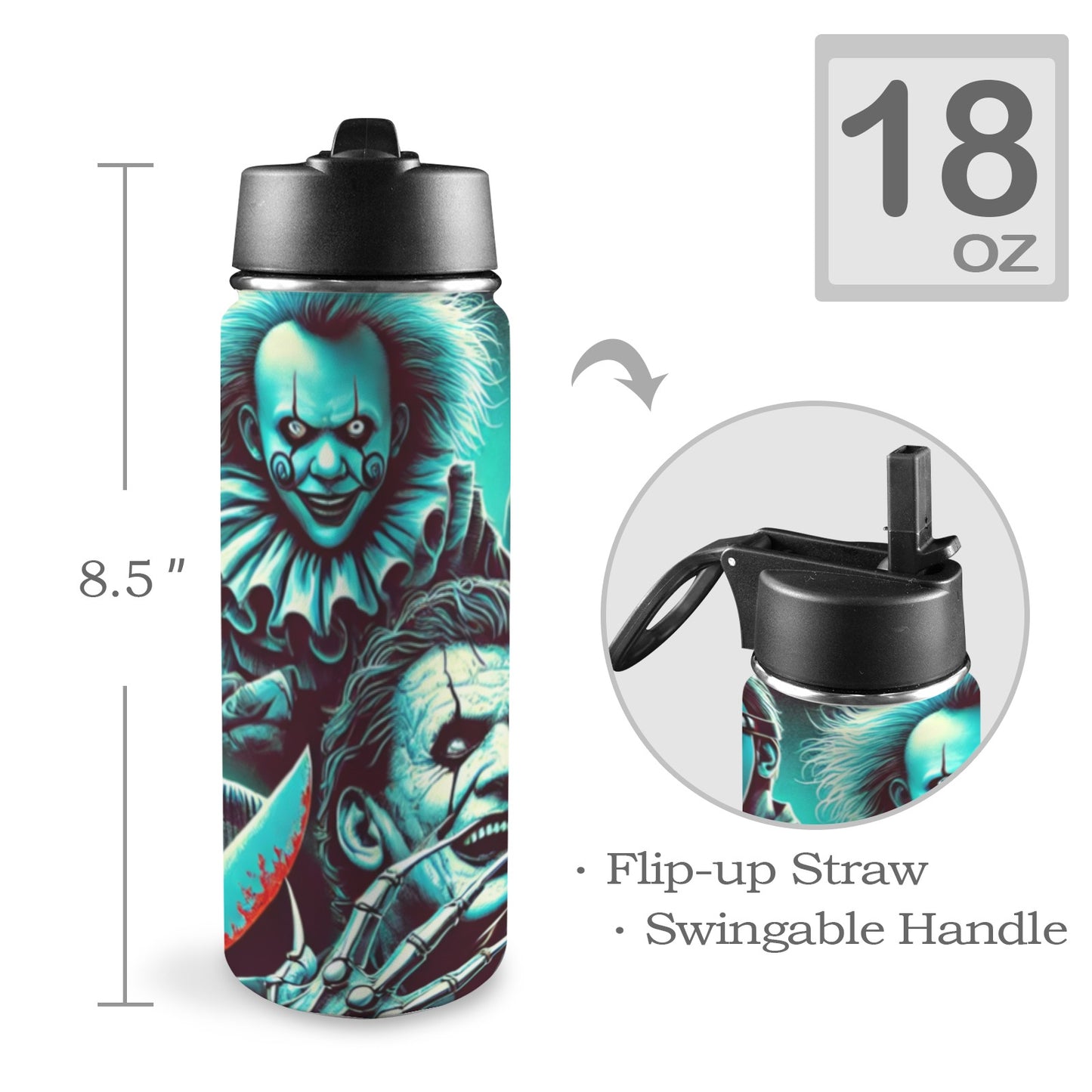 Halloween Insulated Water Bottle with Straw Lid (18oz)