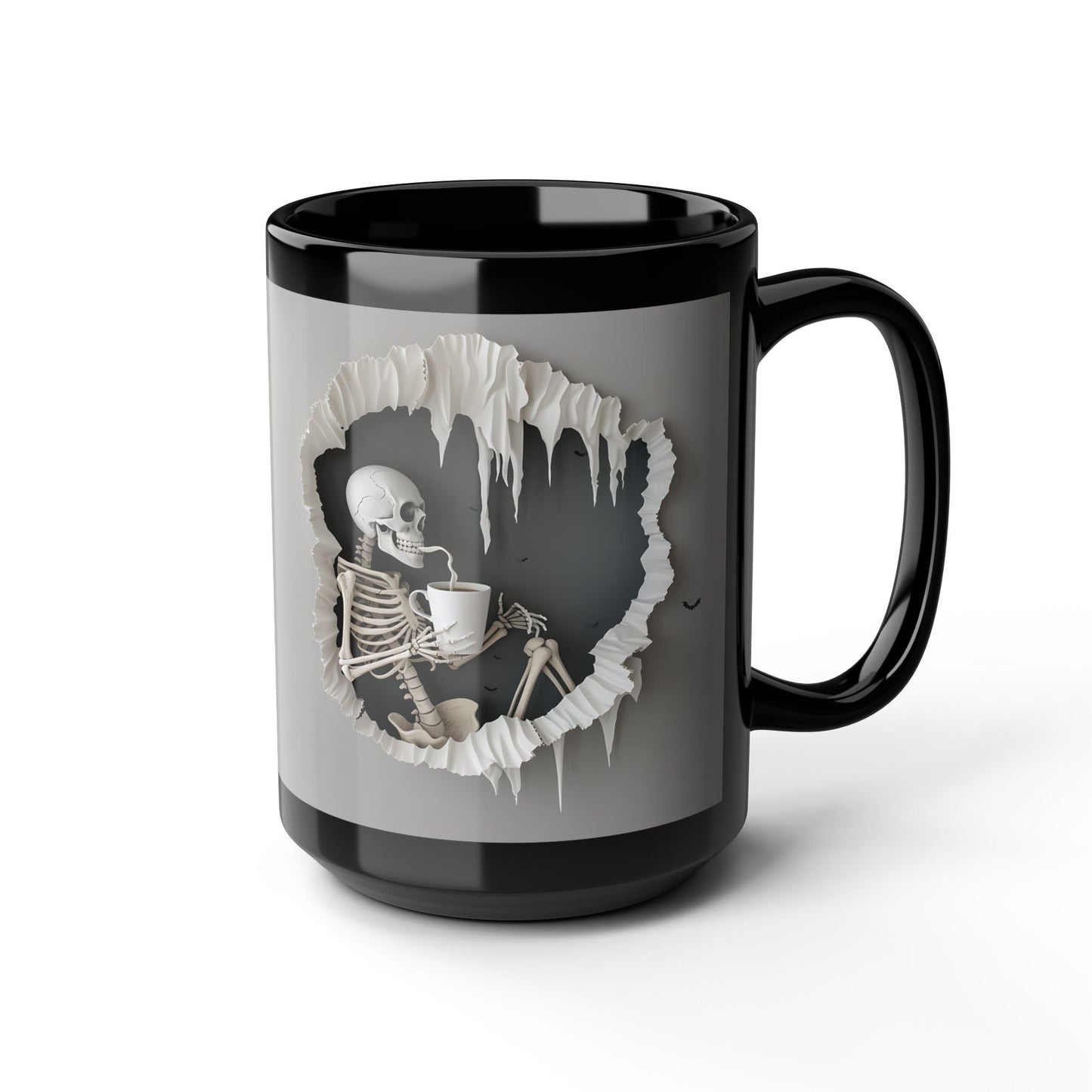 3D Skeleton Black Mug (15oz)