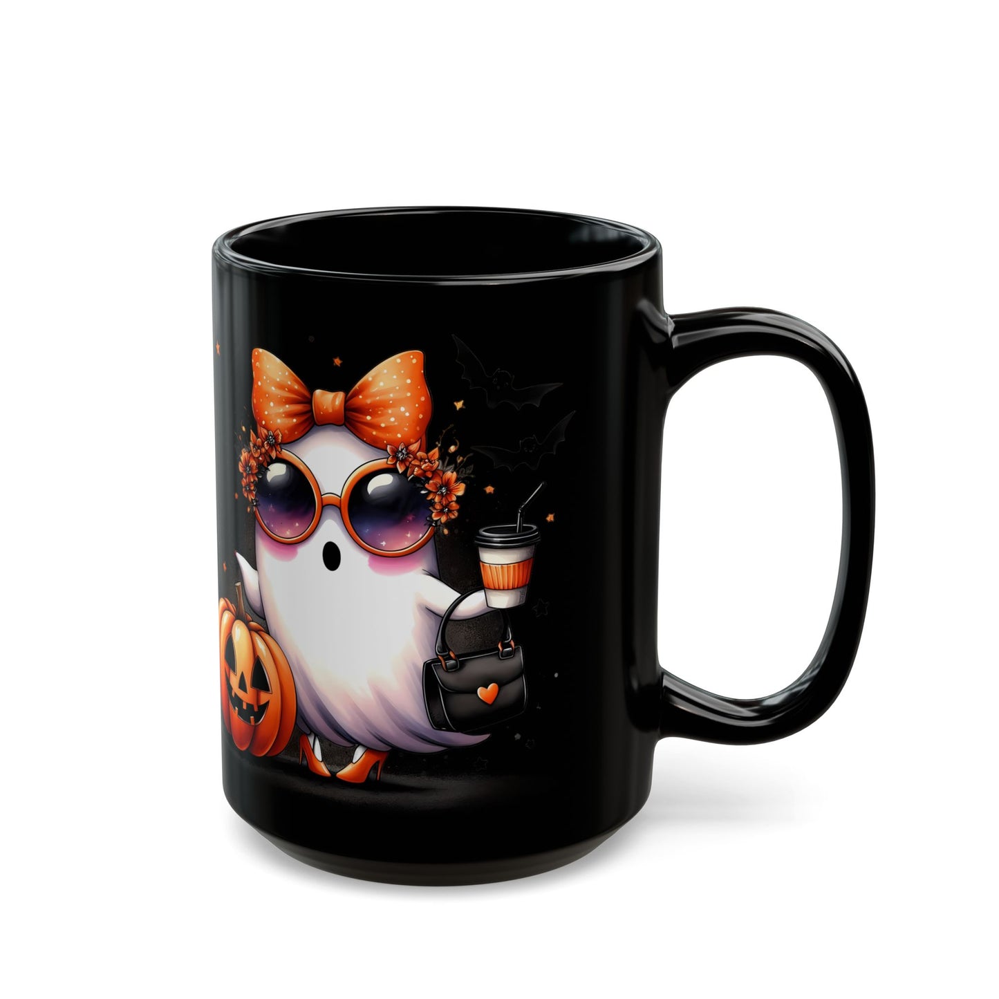 Ghost Coffee Time Black Mug (15oz)