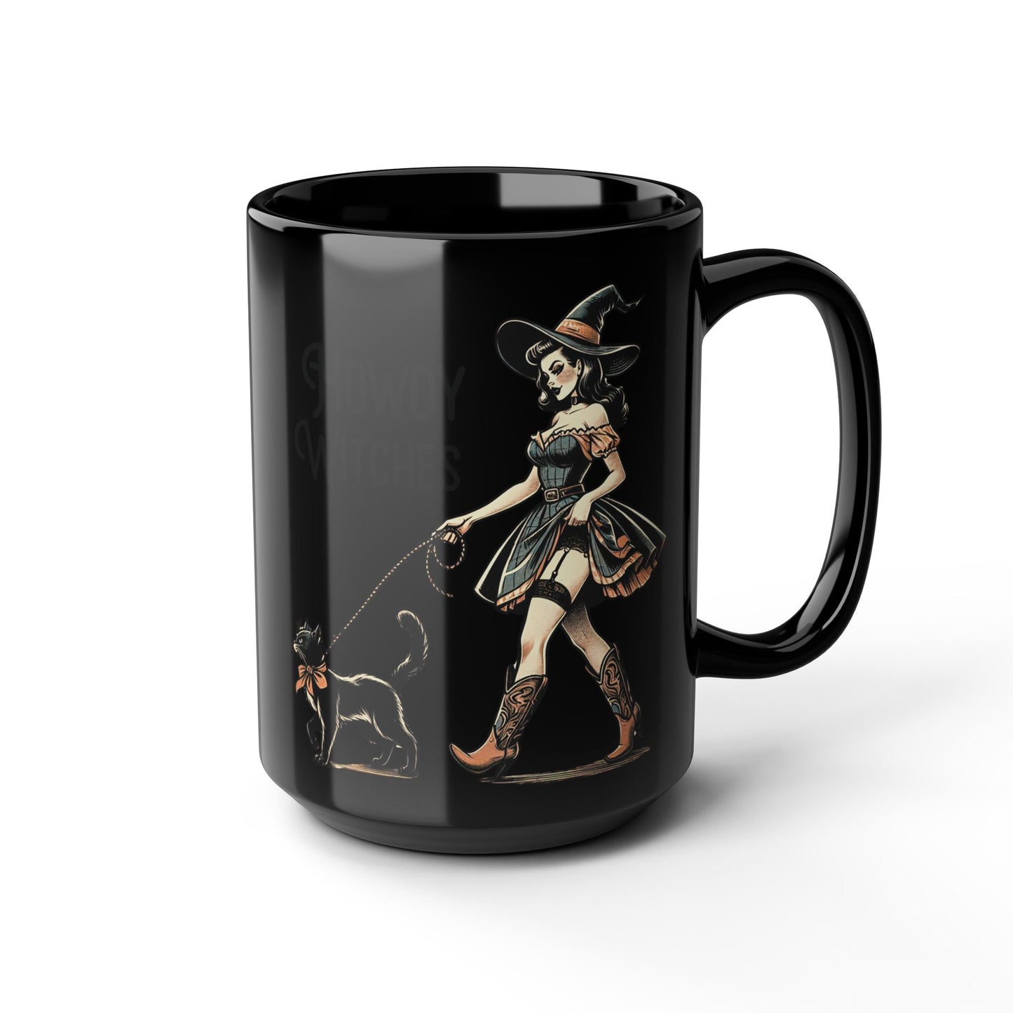 Witch & Cat Black Mug (15oz)