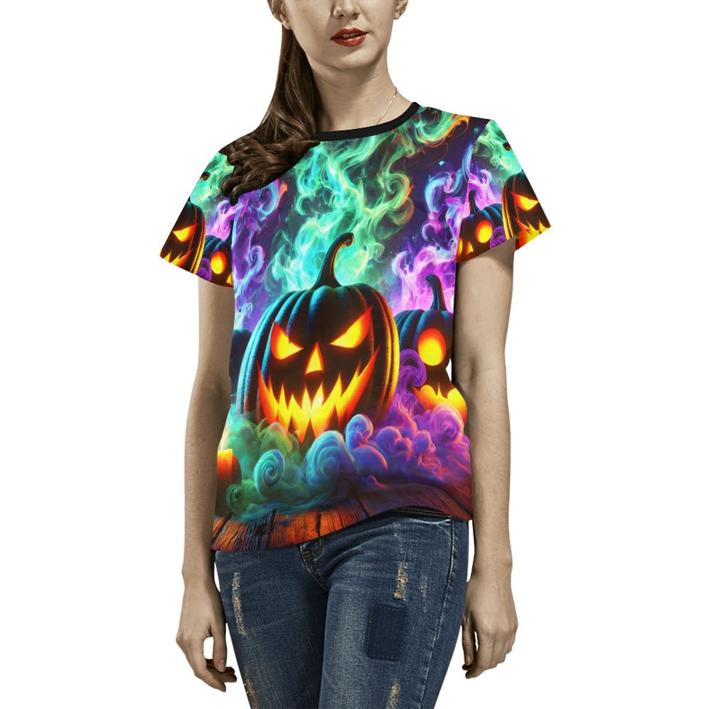 Colorful Pumpkins T-Shirt for Women (USA Size)