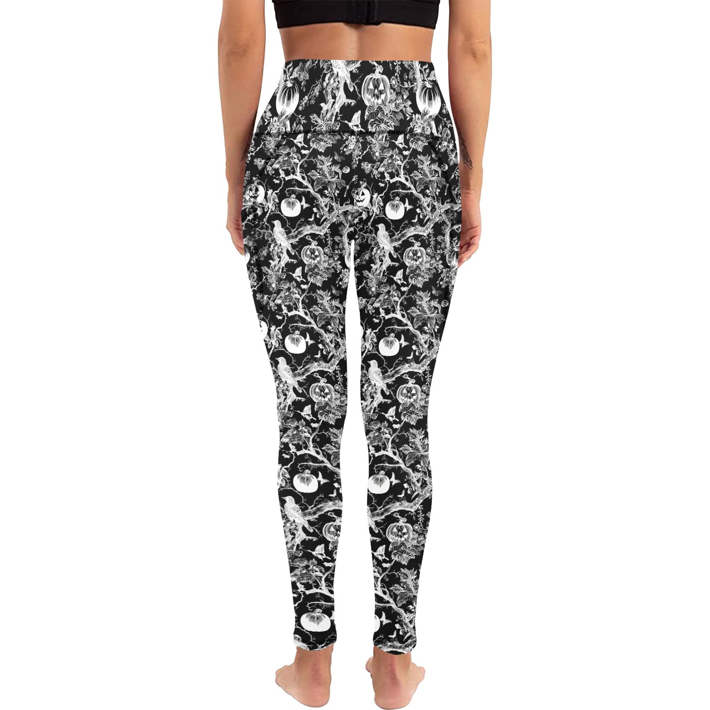 Halloween Time Black Women's Leggings with Pockets