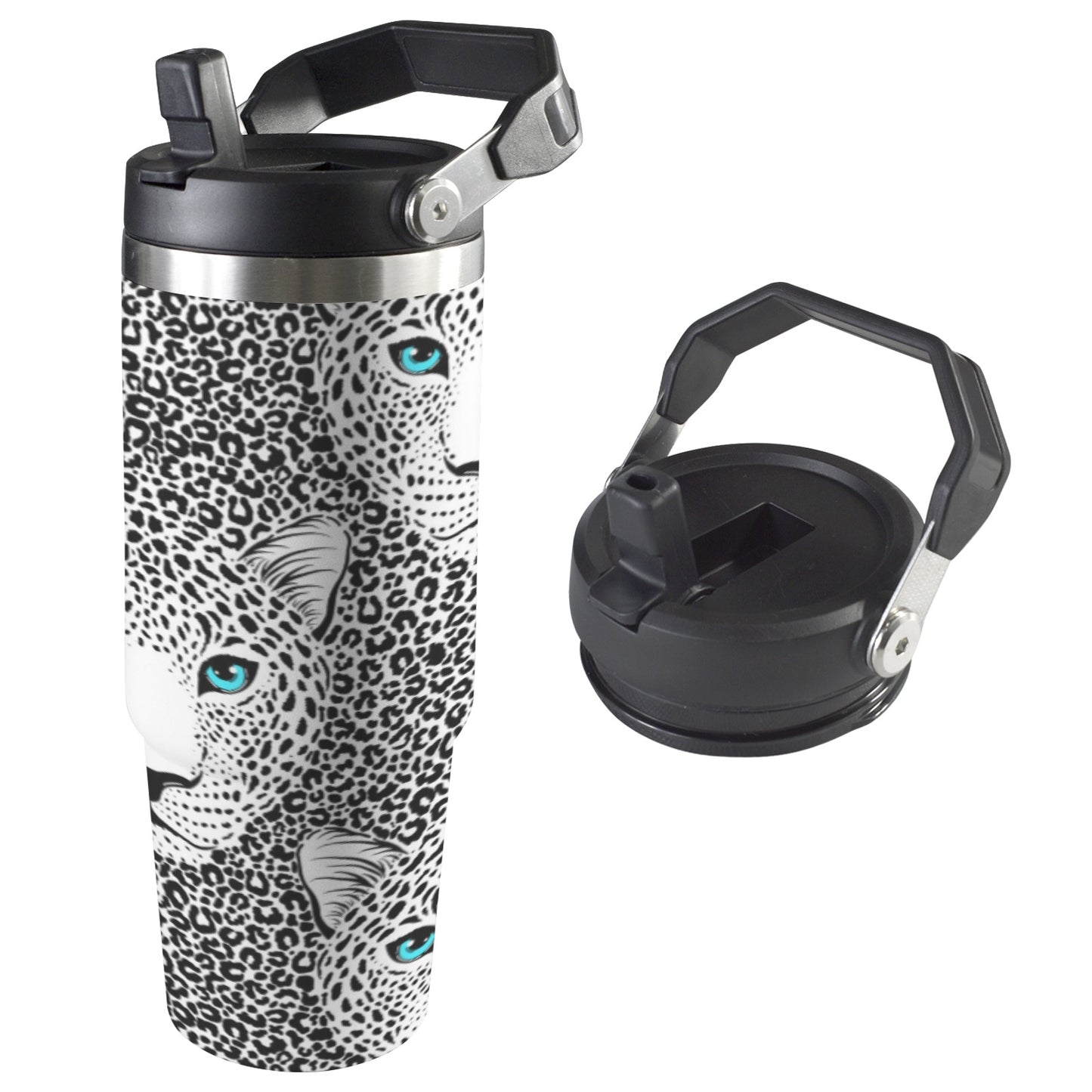 Blue Eyed Big Cat  30oz Tumbler with Top Handle