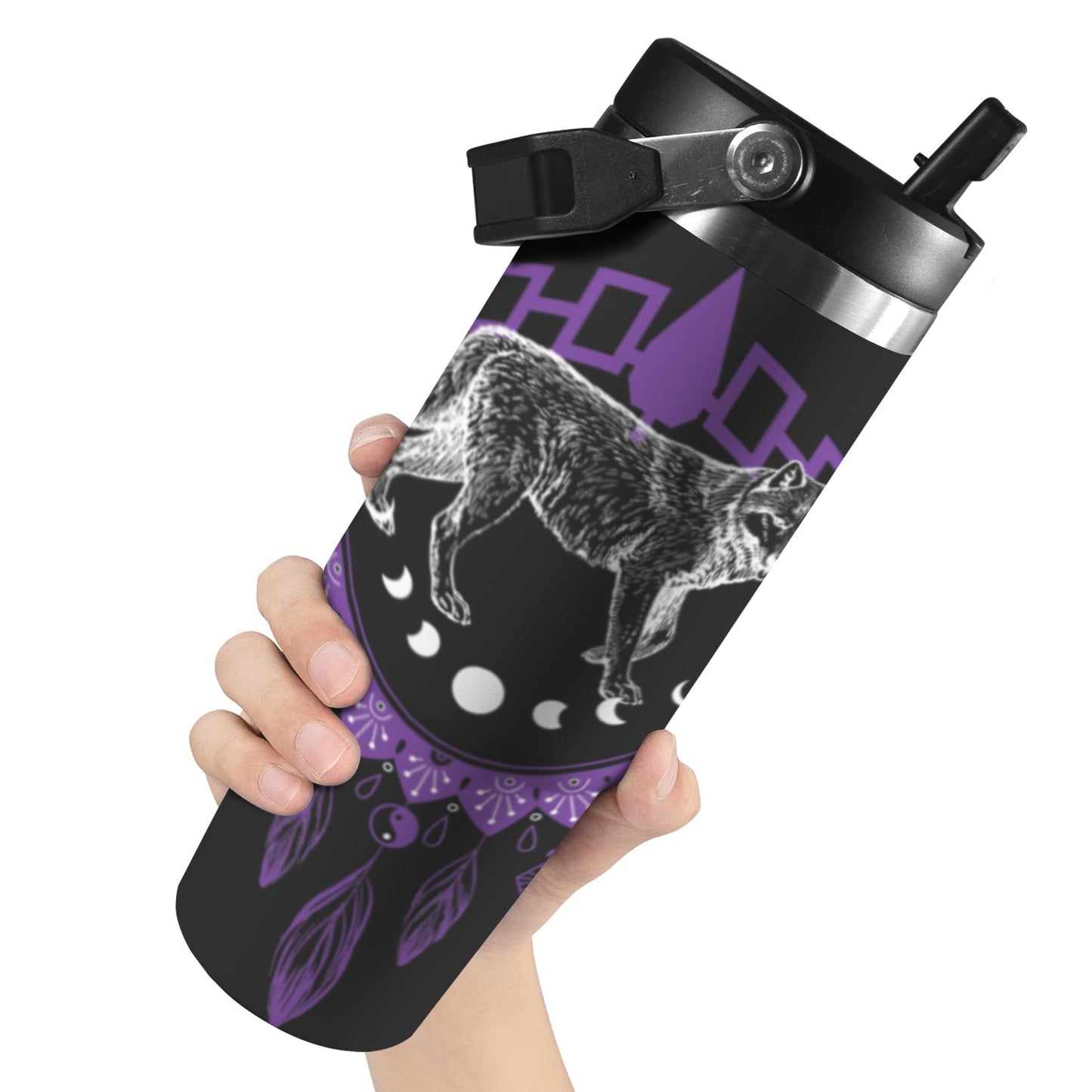 Wolf Dreamcatcher 30oz Tumbler with Top Handle