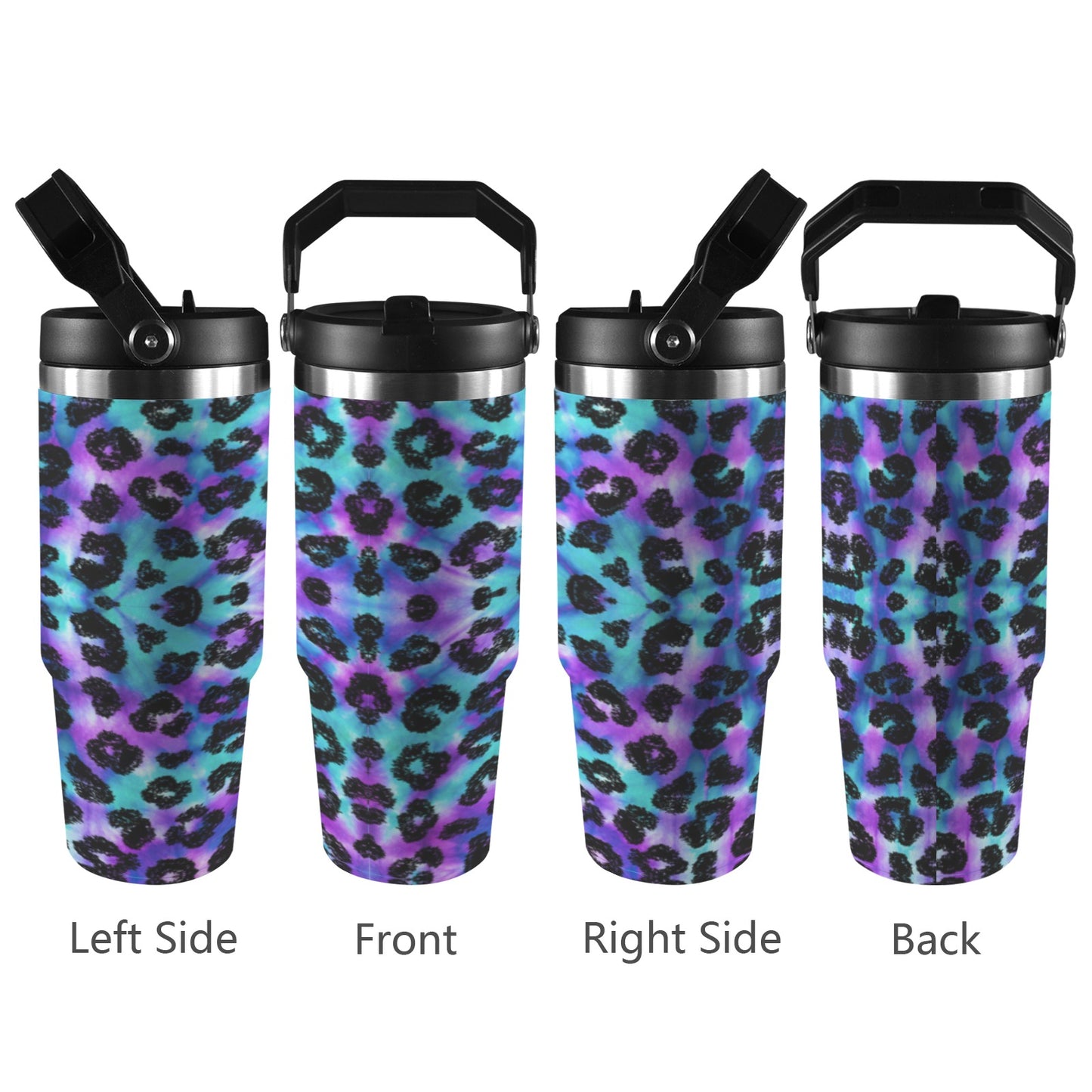 Purplish Leopard  30oz Tumbler with Top Handle