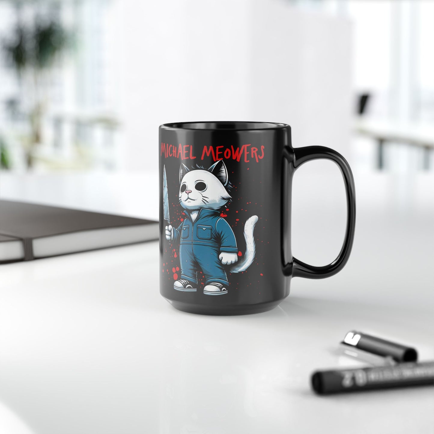 Michael Meowers Black Mug (15oz)