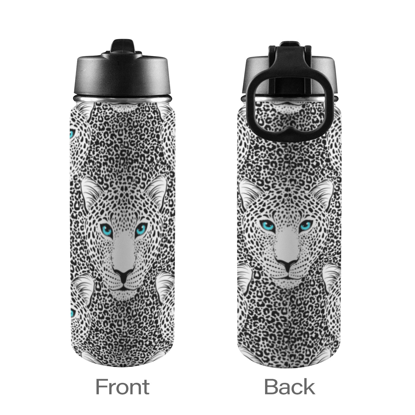 Blue Eyed Big Cat Insulated Water Bottle with Straw Lid (18oz)