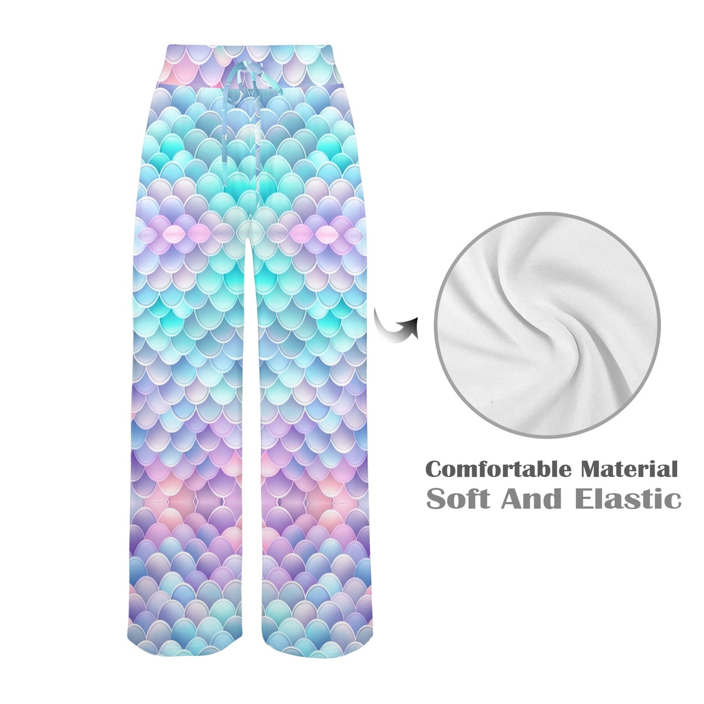 Pastel Mermaid Tail Women's Wide Leg Lounge Pants