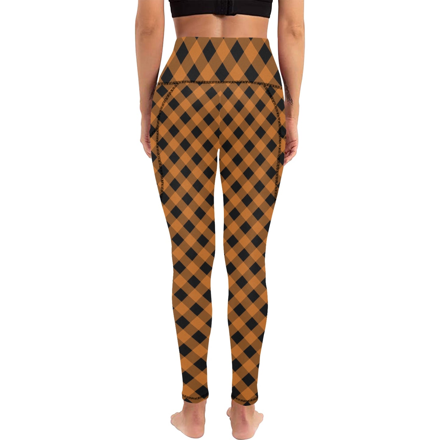 Halloween-Plaid Women's  Leggings with Pockets