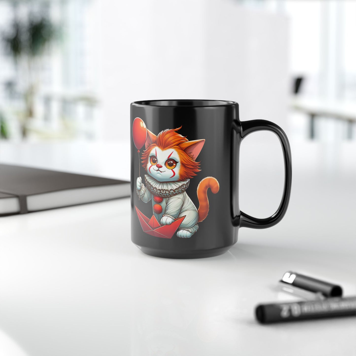 Clown Cat Black Mug (15oz)