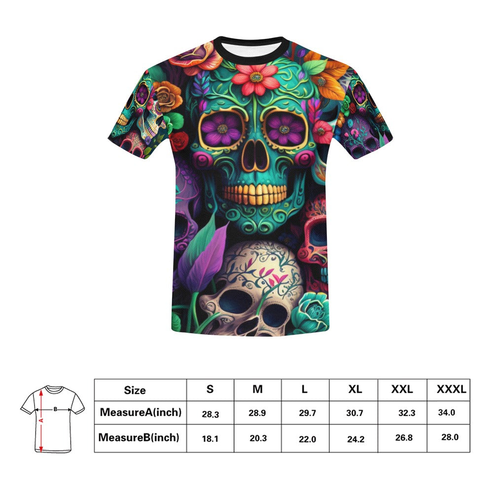 Colorful Skeleton Collage V2  T-Shirt for Men (USA Size) (Model T40)