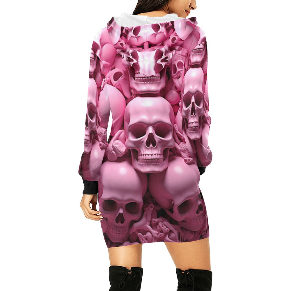 Pink Skeletons  Hoodie Mini Dress