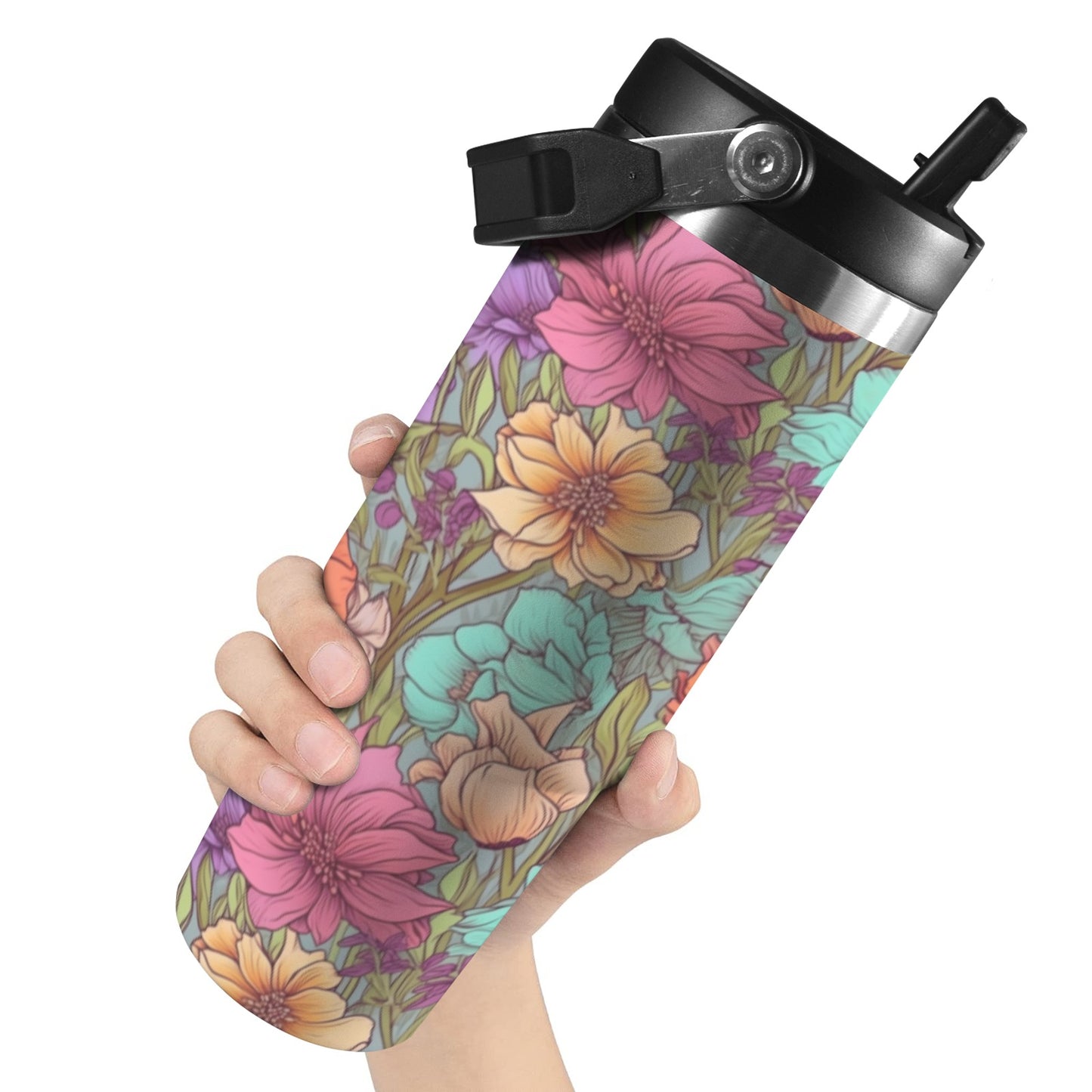 Flowerful 30oz Tumbler with Top Handle