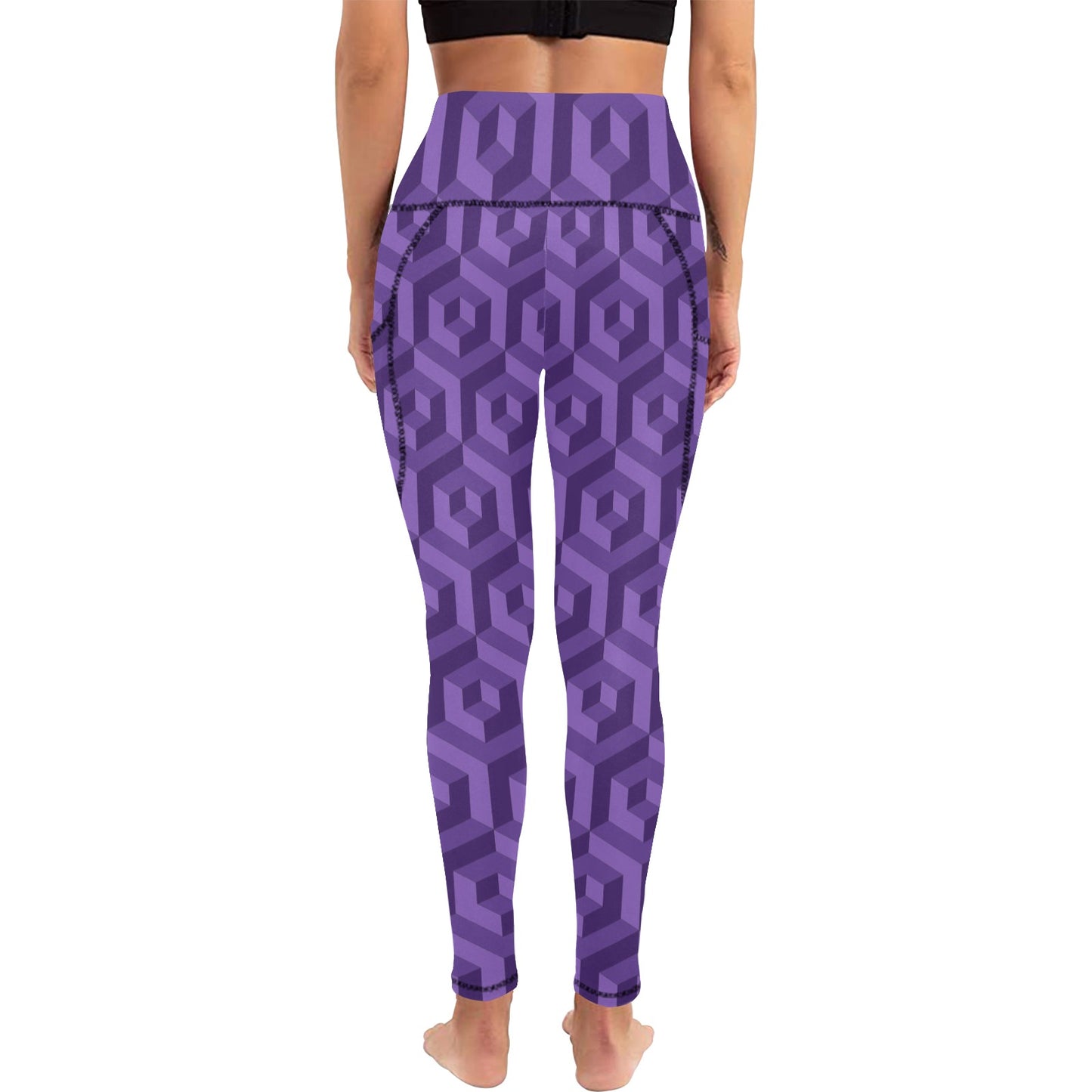 Purple Octagon Women's  Leggings with Pockets