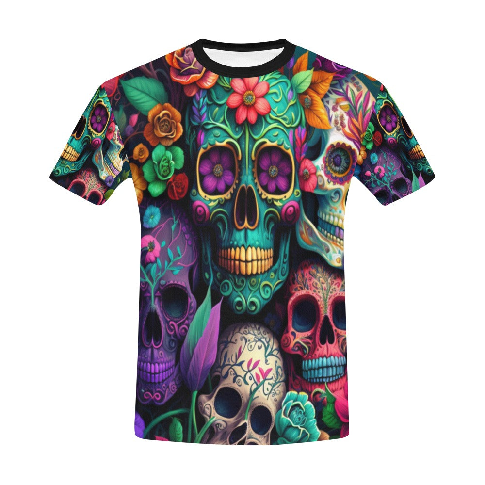 Colorful Skeleton Collage  T-Shirt for Men (USA Size)