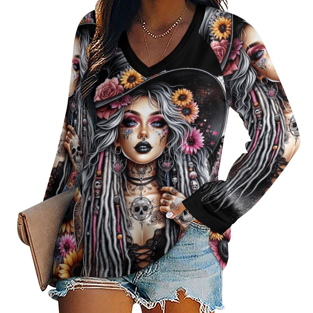 Witch Girl Long Sleeve Vneck  3 colors to choose from