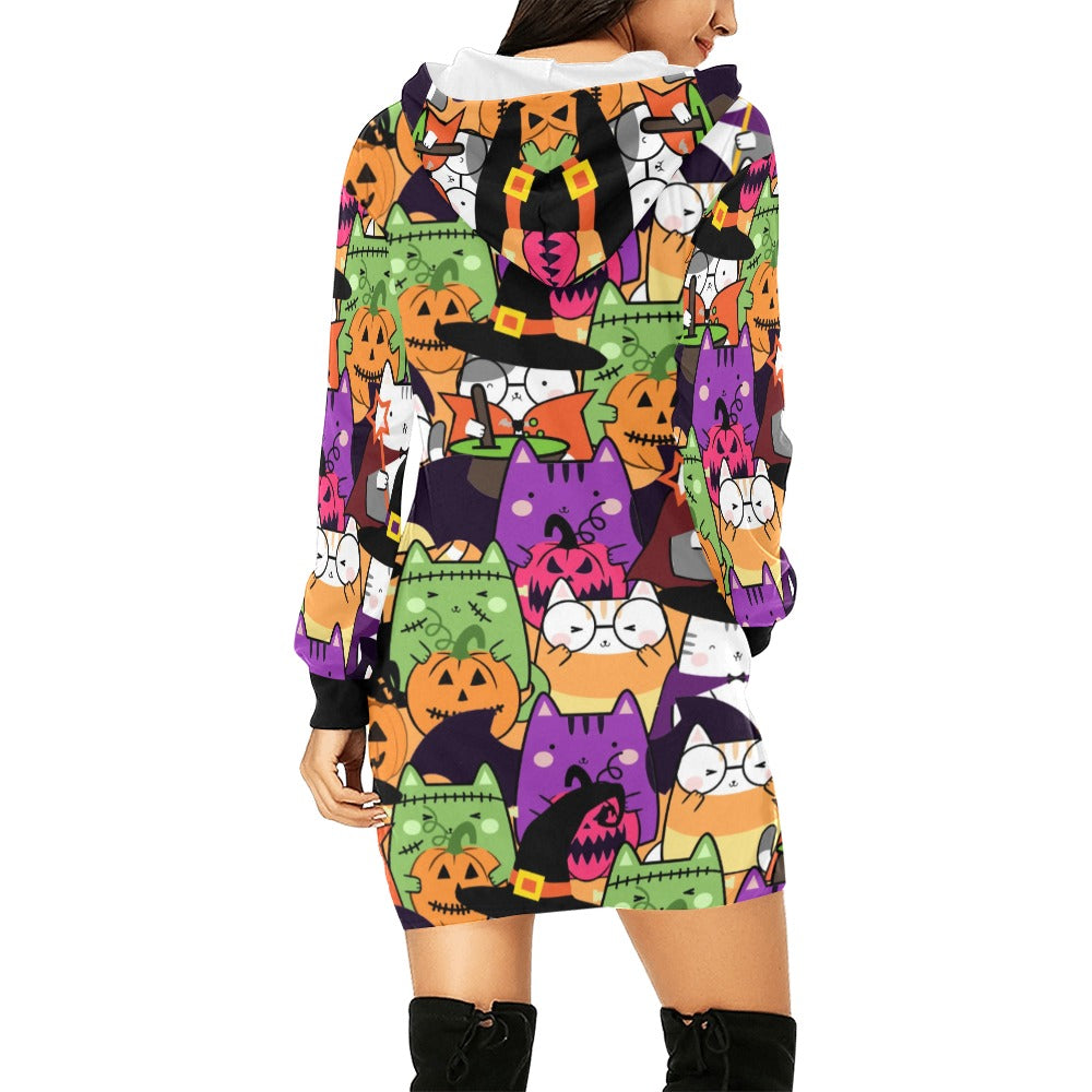 Halloween Cats Hoodie Mini Dress