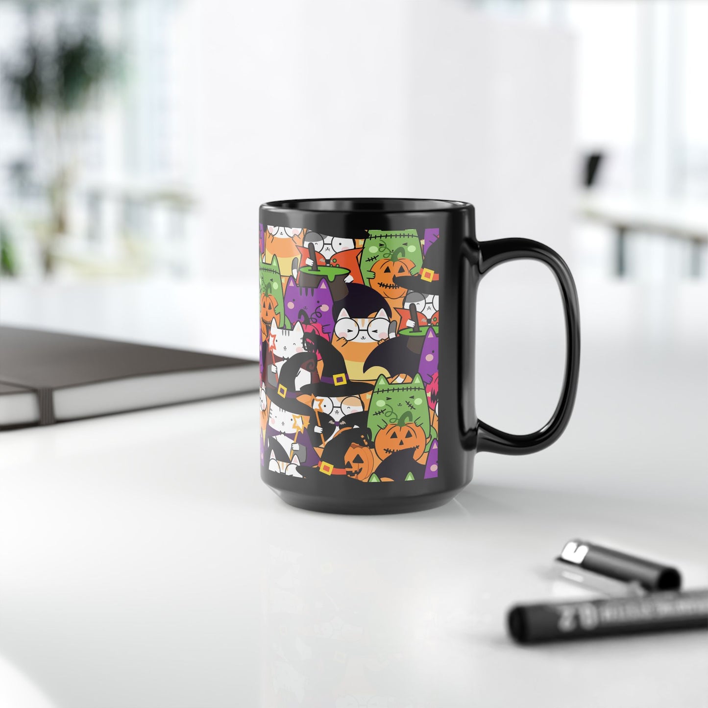 Halloween Cats Black Mug (15oz)