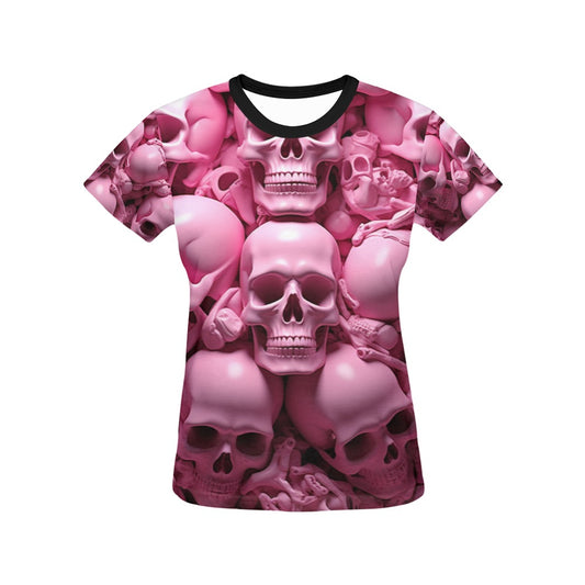 Pink Skeletons  T-Shirt for Women (USA Size)