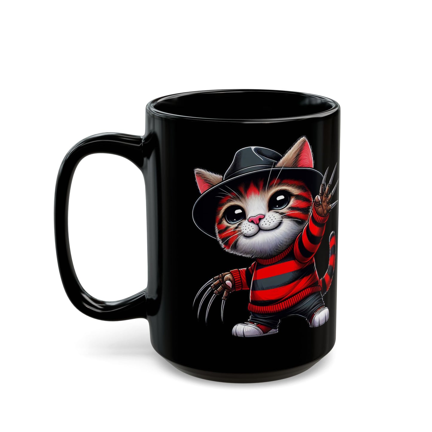 Freddie Whiskers Black Mug (15oz)