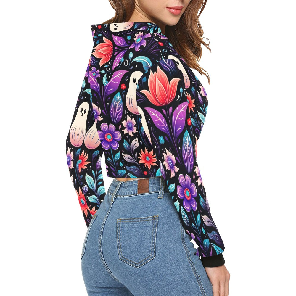 Halloween Boho Crop Hoodie for Women