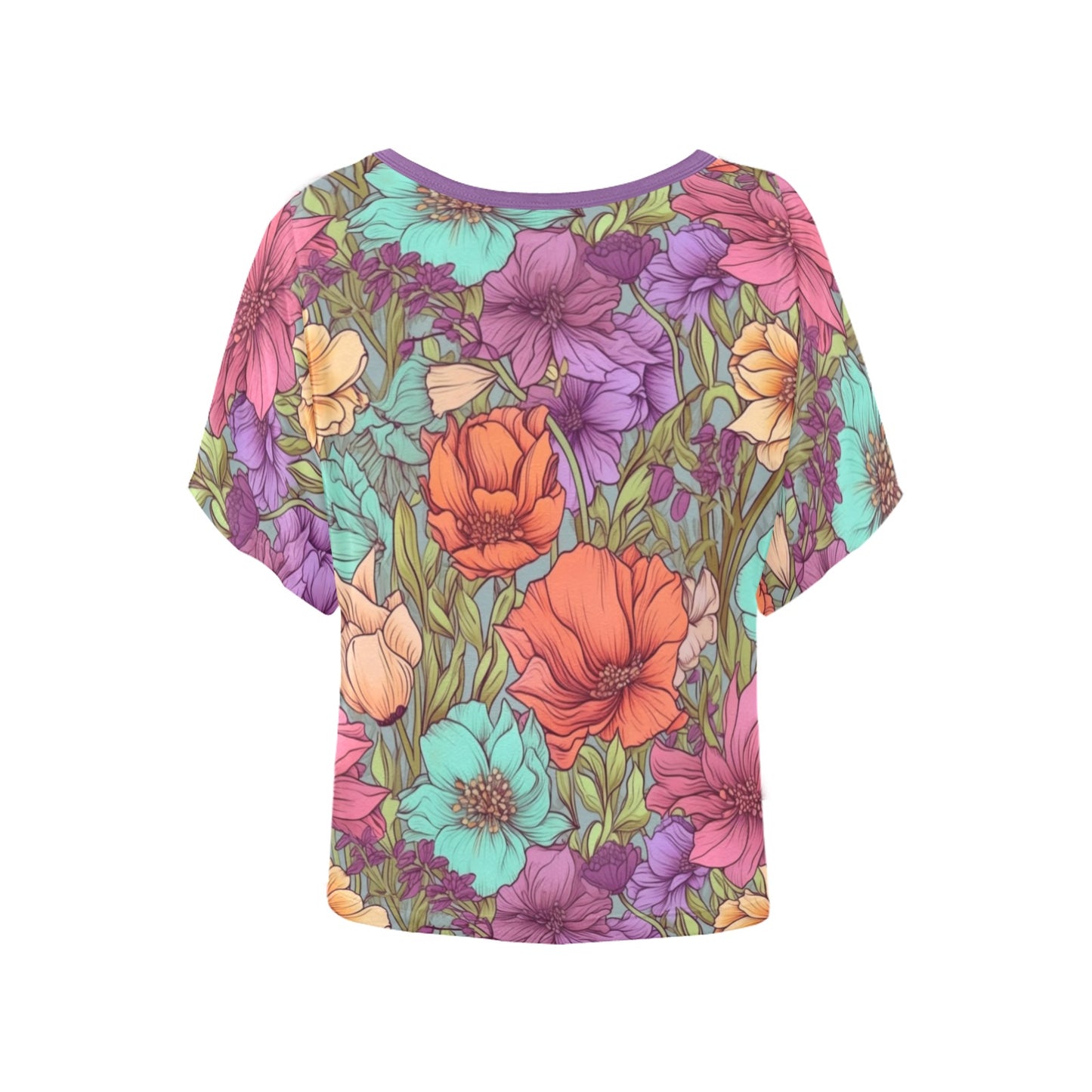 Flower Field Women's Batwing-Sleeved Blouse