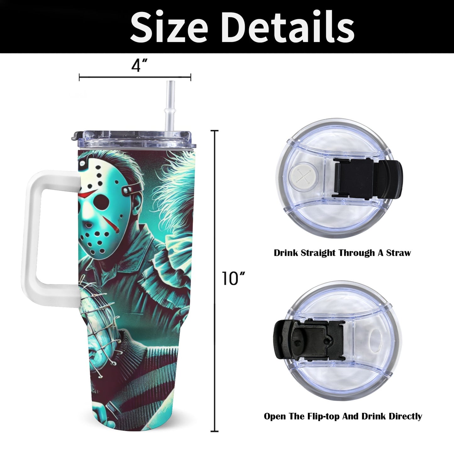 Halloween 40oz Tumbler with White Handle