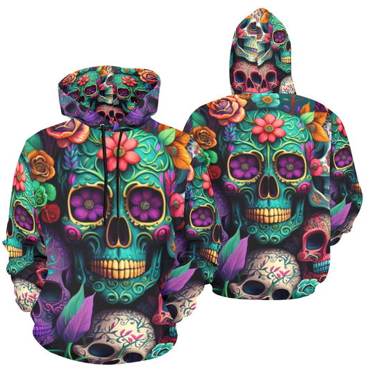 Colorful Skeleton Collage  Hoodie for Men (USA Size)