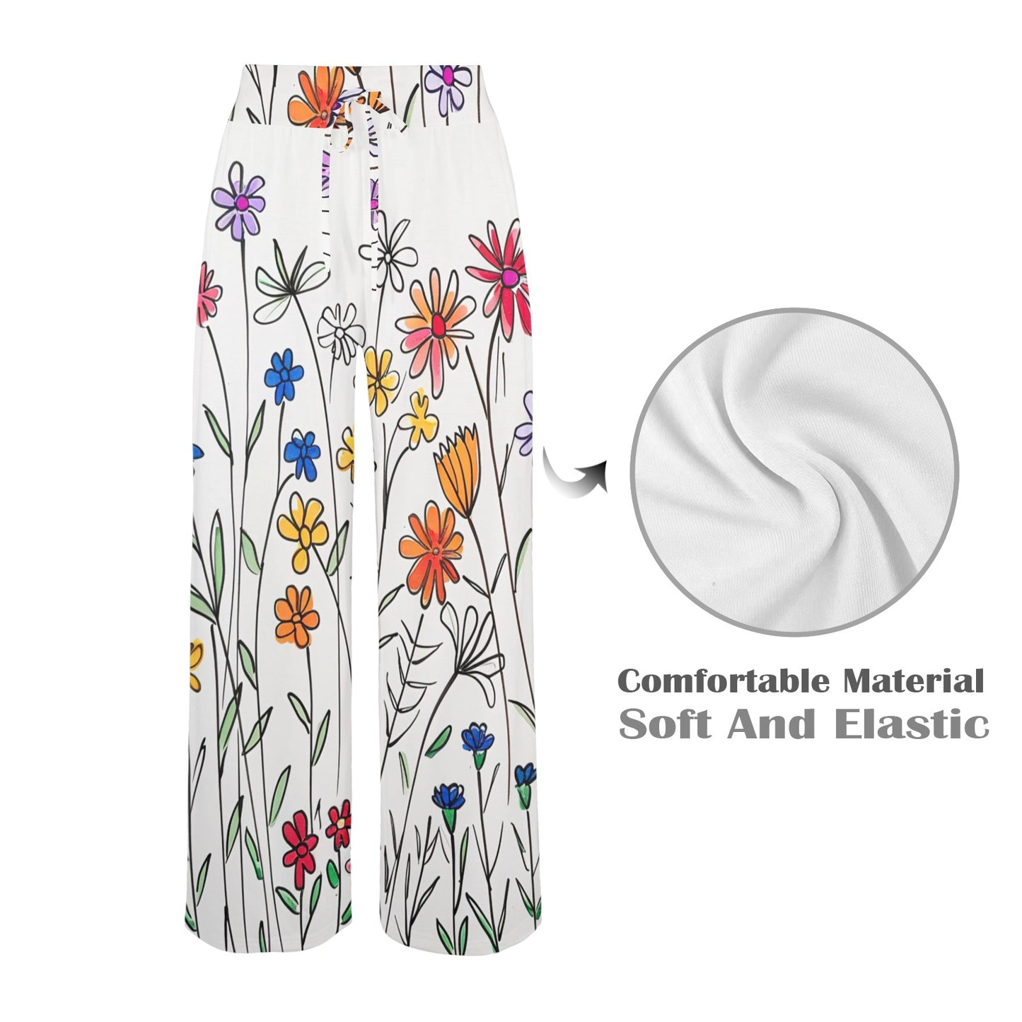 Flowered Women's Wide Leg Lounge Pants