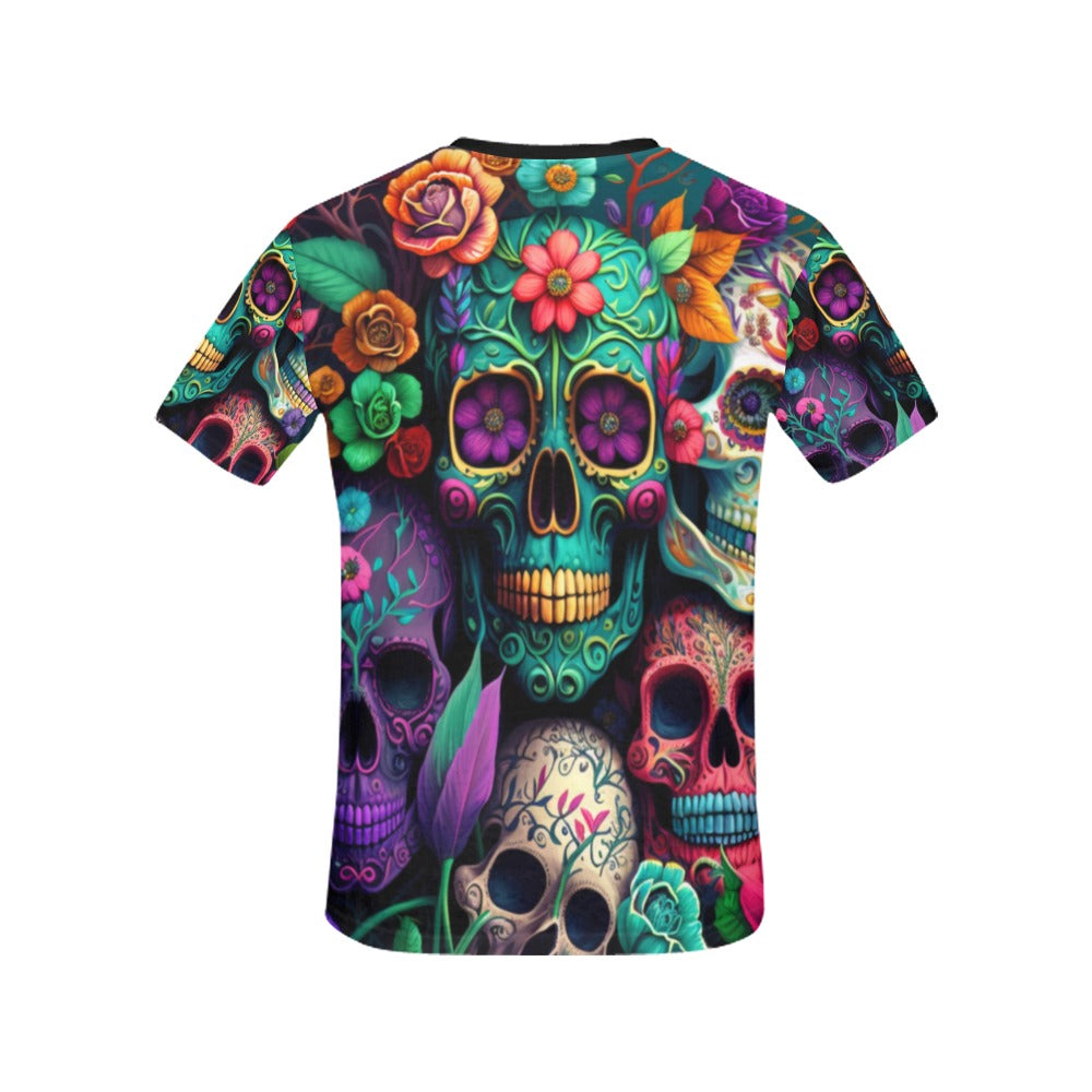 Colorful Skeleton Collage  T-Shirt for Women (USA Size)