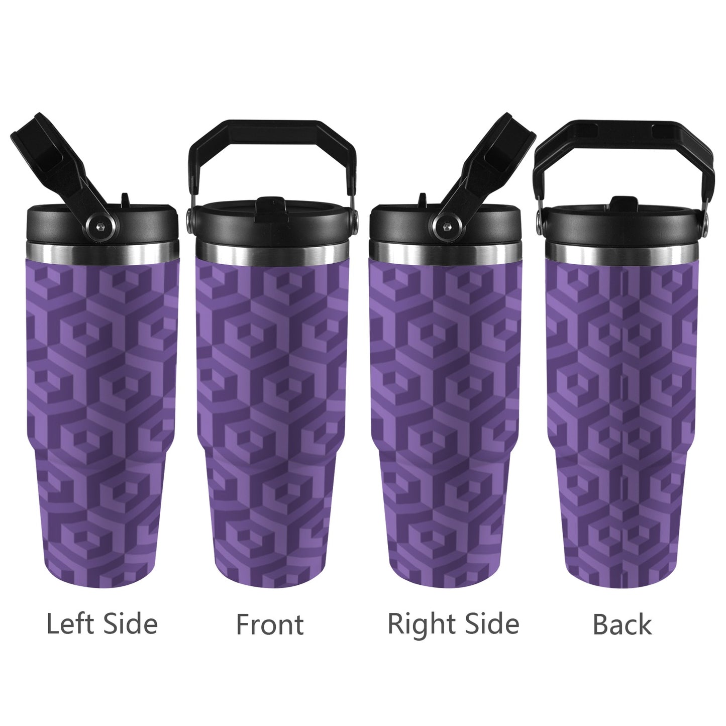 Purple Octagon-Illusion 30oz Tumbler with Top Handle