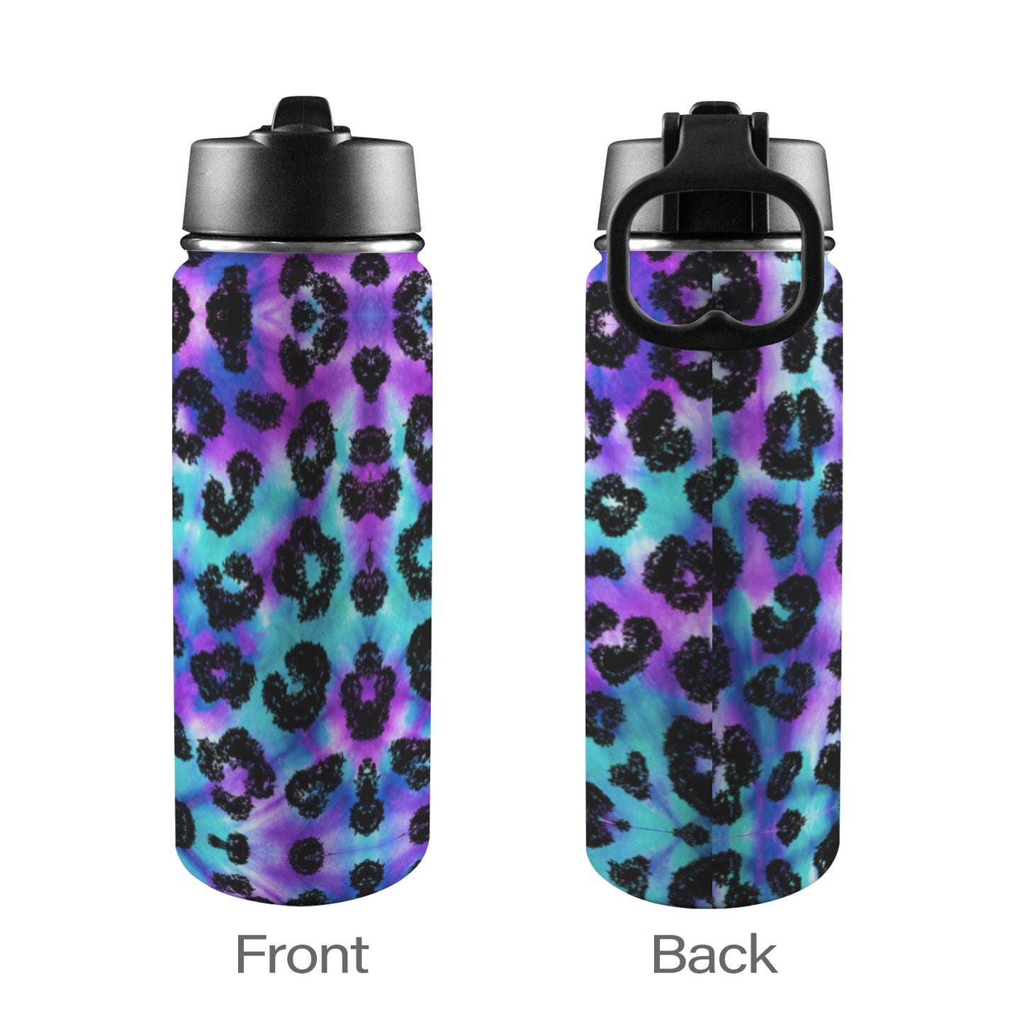 Purplish Leopard Insulated Water Bottle with Straw Lid (18oz)